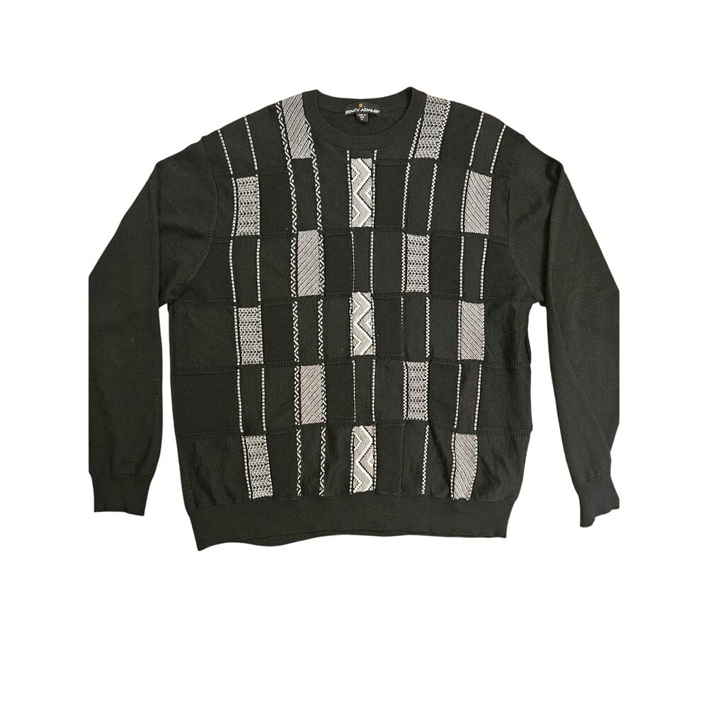 Stacy Adams xxl mens wool blend checker grandpa sweater retro vintage 2xl